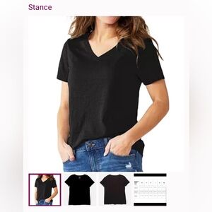 NEW Sealed package-Stance Womens BLACK V Neck T-Shirt Soft Pima Cotton SMALL